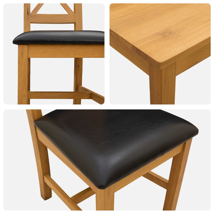 Set de dining 5 buc. Negru Lemn de stejar masiv WALTI