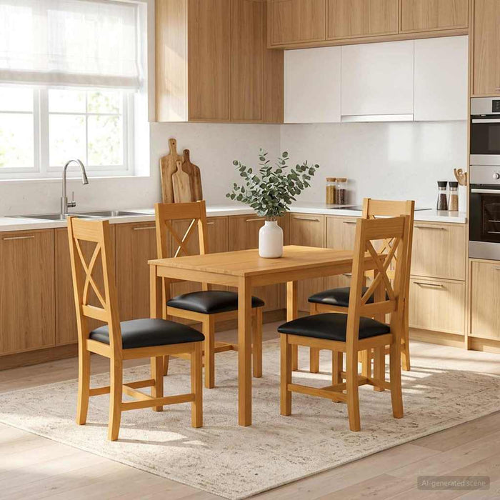 Set de dining 5 buc. Negru Lemn de stejar masiv WALTI