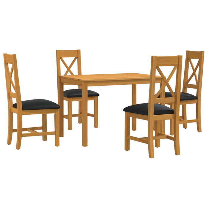 Set de dining 5 buc. Negru Lemn de stejar masiv WALTI