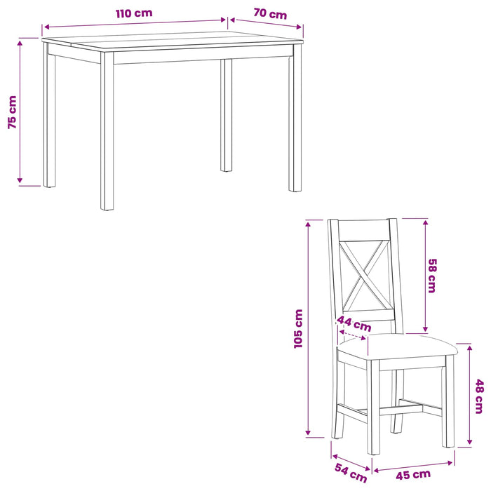 Set de dining 5 buc. Negru Lemn de stejar masiv WALTI