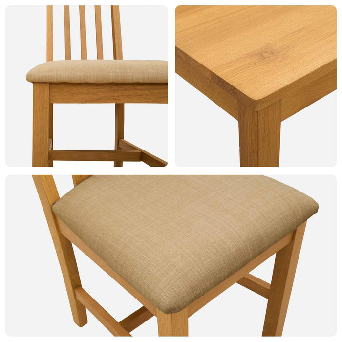 Set de dining 7 buc. Bej Lemn de stejar masiv WALTI