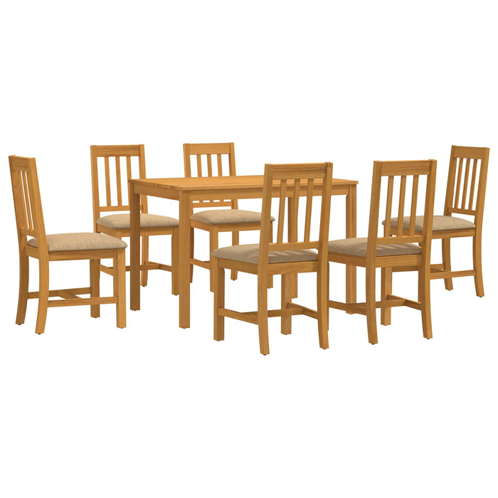 Set de dining 7 buc. Bej Lemn de stejar masiv WALTI