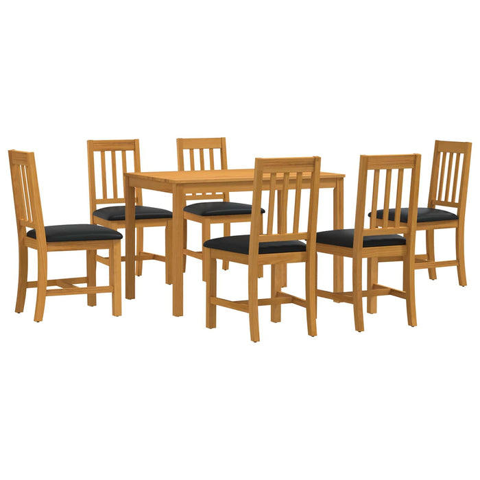 Set de dining 7 buc. Negru Lemn de stejar masiv WALTI