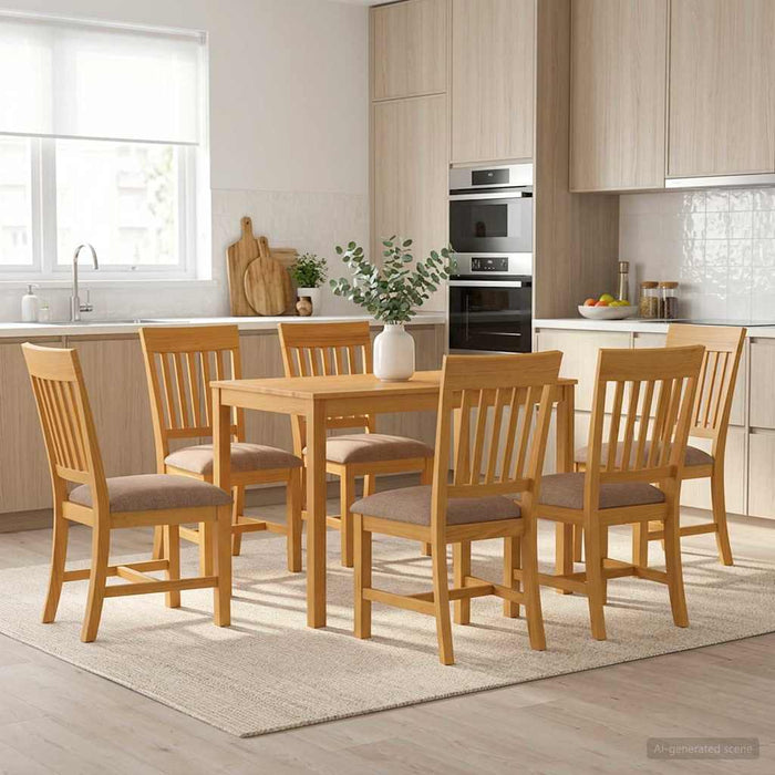 Set de dining 7 buc. Gri Lemn de stejar masiv WALTI