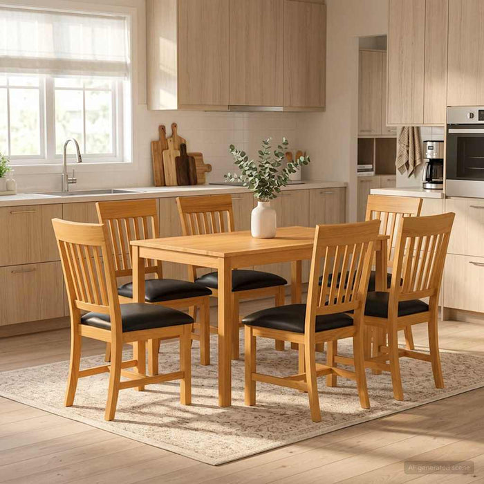 Set de dining 7 buc. Negru Lemn de stejar masiv WALTI