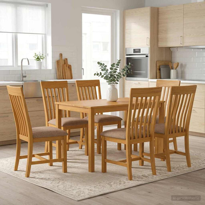 Set de dining 7 buc. Gri Lemn de stejar masiv WALTI