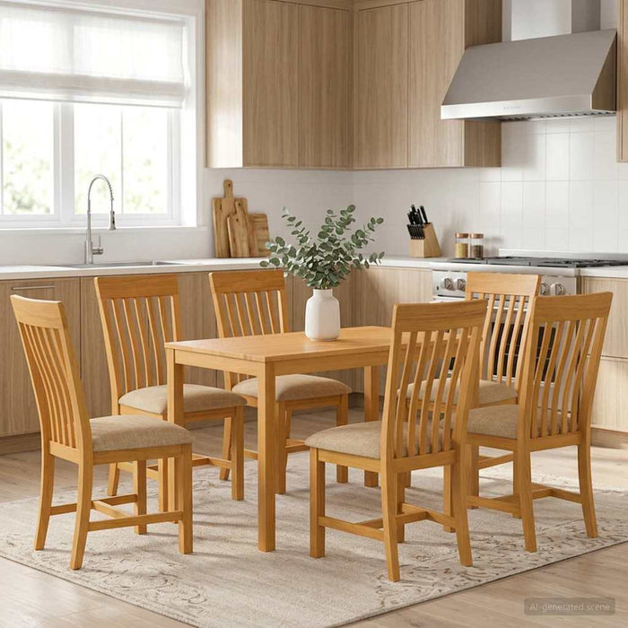 Set de dining 7 buc. Bej Lemn de stejar masiv WALTI