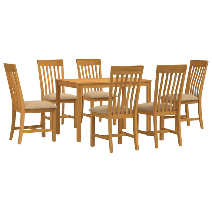 Set de dining 7 buc. Bej Lemn de stejar masiv WALTI