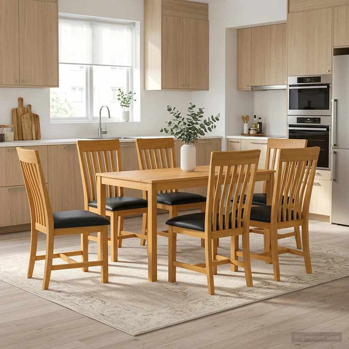 Set de dining 7 buc. Negru Lemn de stejar masiv WALTI