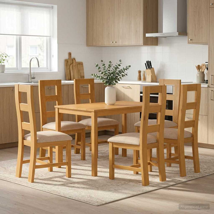 Set de dining 7 buc. Gri Lemn de stejar masiv WALTI