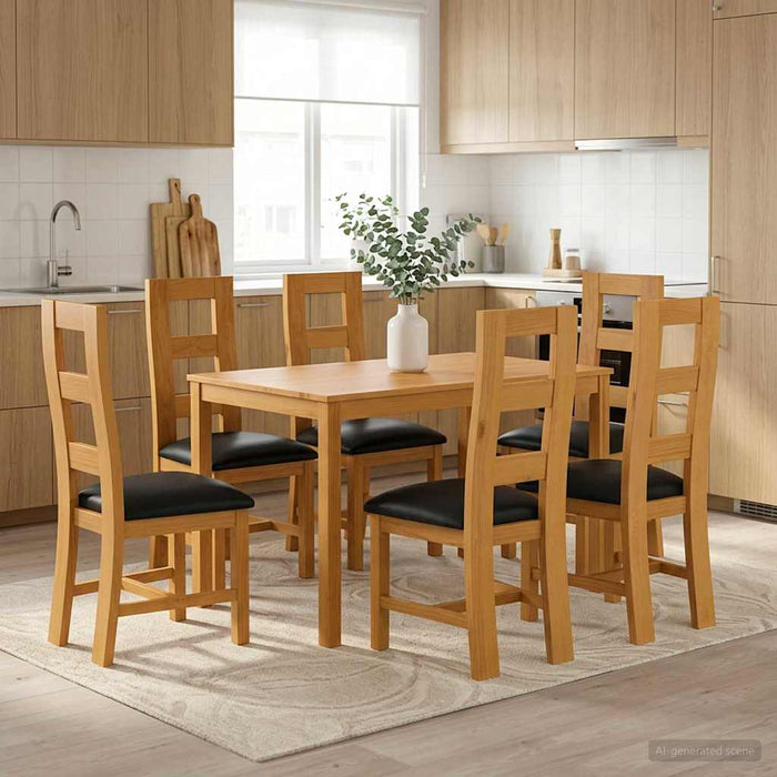 Set de dining 7 buc. Negru Lemn de stejar masiv WALTI