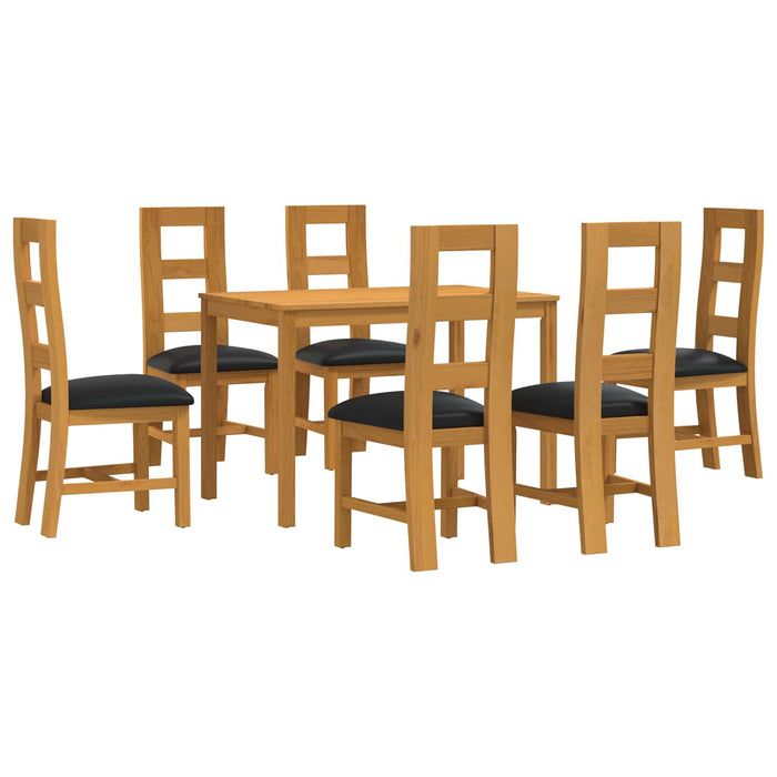 Set de dining 7 buc. Negru Lemn de stejar masiv WALTI