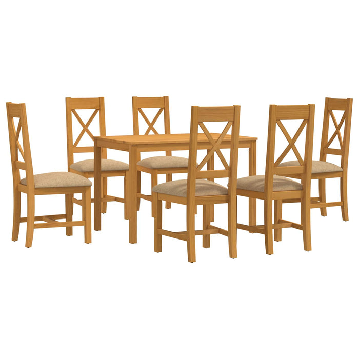 Set de dining 7 buc. Bej Lemn de stejar masiv WALTI