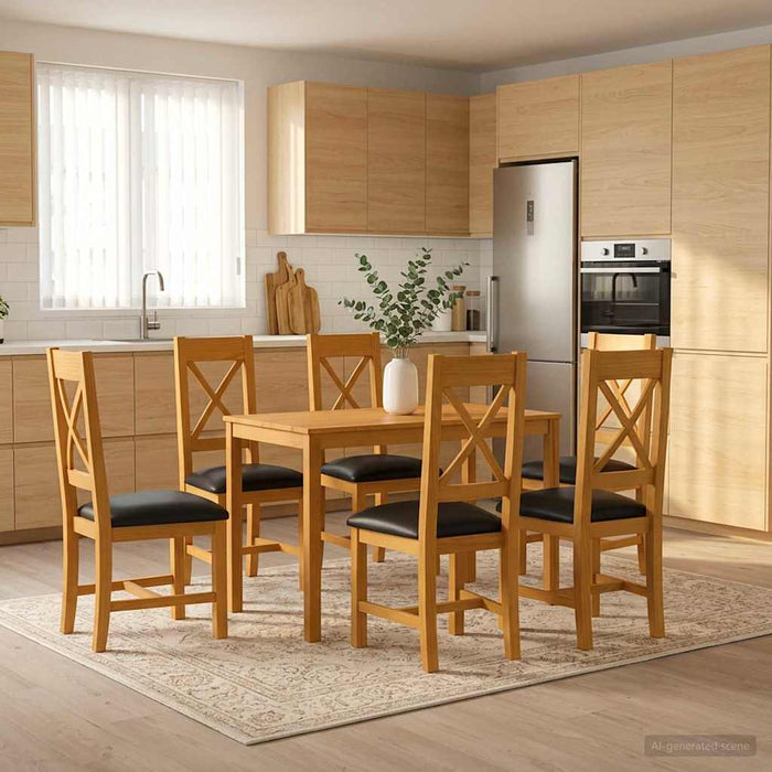Set de dining 7 buc. Negru Lemn de stejar masiv WALTI