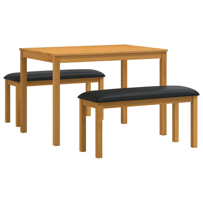 Set de dining 3 buc. Negru Lemn de stejar masiv WALTI