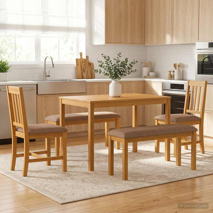 Set de dining 5 buc. Gri Lemn de stejar masiv WALTI