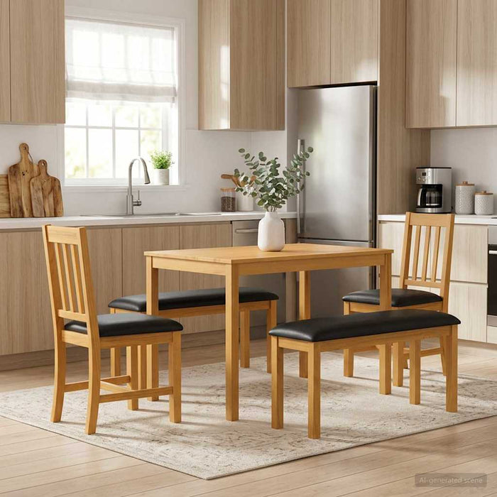Set de dining 5 buc. Negru Lemn de stejar masiv WALTI