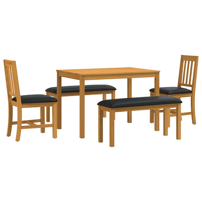 Set de dining 5 buc. Negru Lemn de stejar masiv WALTI