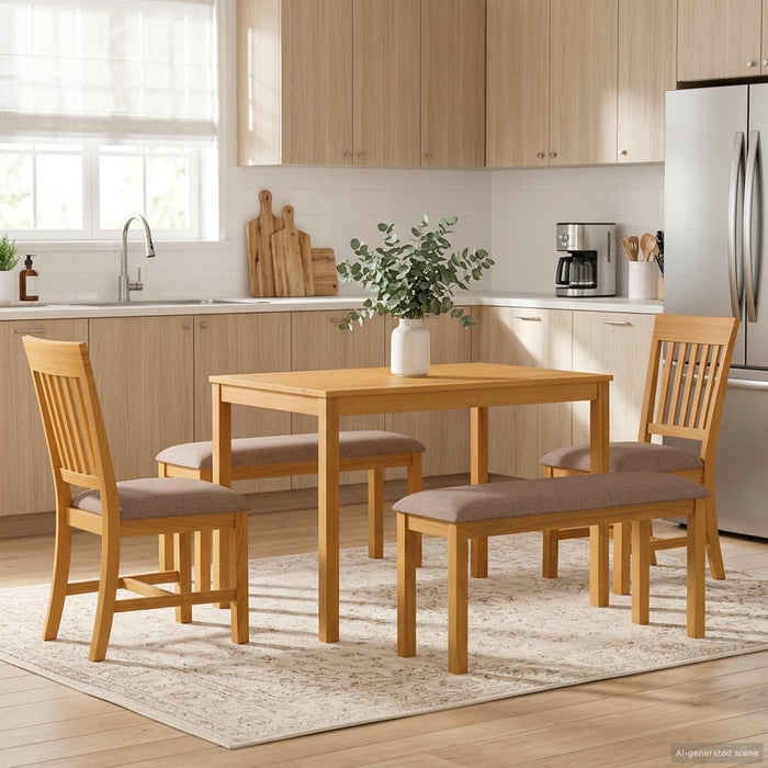 Set de dining 5 buc. Gri Lemn de stejar masiv WALTI