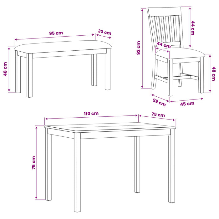Set de dining 5 buc. Bej Lemn de stejar masiv WALTI