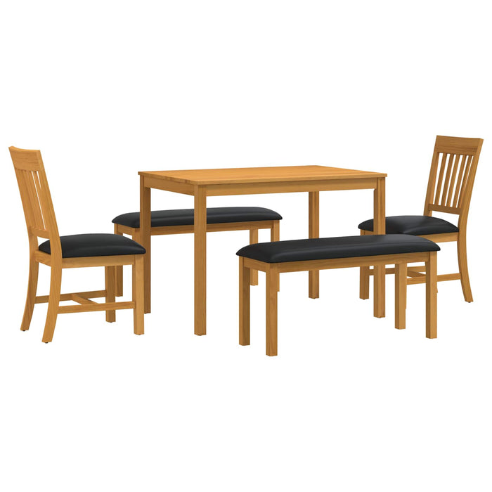 Set de dining 5 buc. Negru Lemn de stejar masiv WALTI