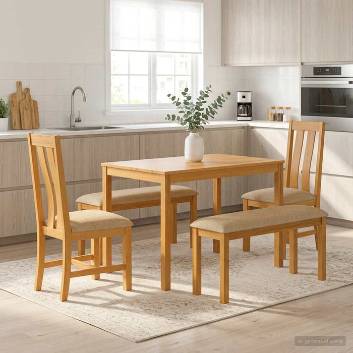 Set de dining 5 buc. Bej Lemn de stejar masiv WALTI