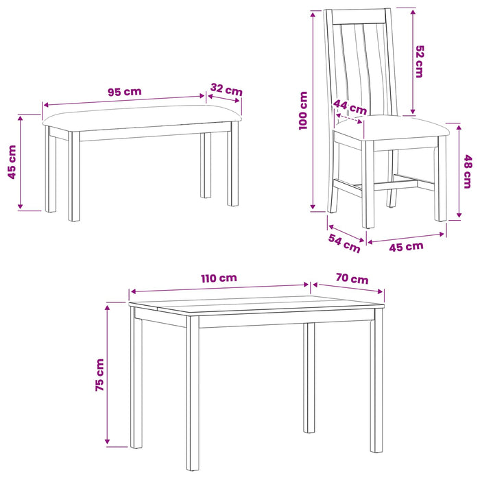 Set de dining 5 buc. Bej Lemn de stejar masiv WALTI
