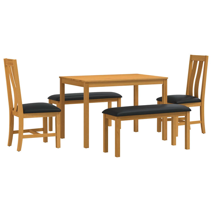 Set de dining 5 buc. Negru Lemn de stejar masiv WALTI