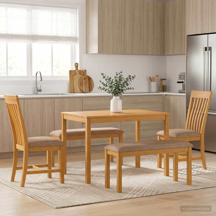 Set de dining 5 buc. Gri Lemn de stejar masiv WALTI