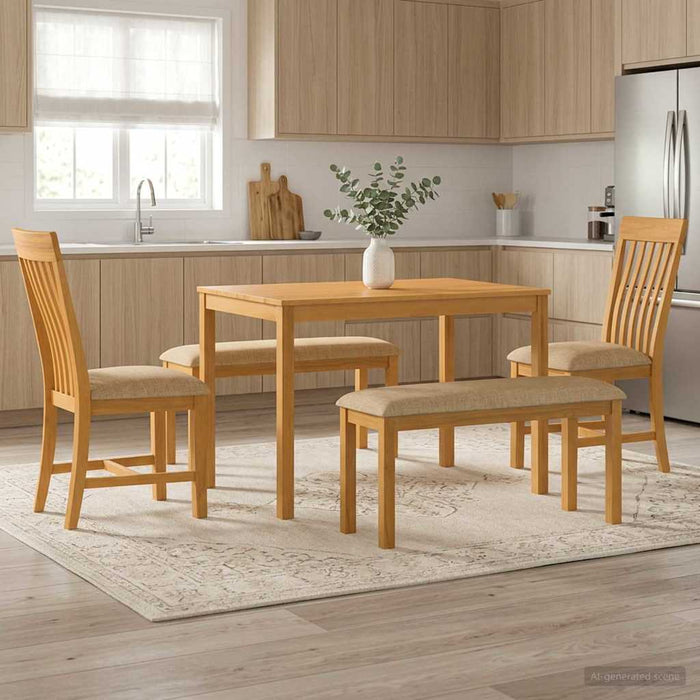 Set de dining 5 buc. Bej Lemn de stejar masiv WALTI