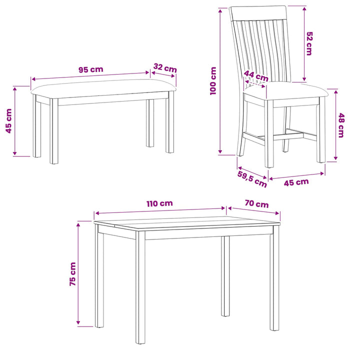 Set de dining 5 buc. Bej Lemn de stejar masiv WALTI