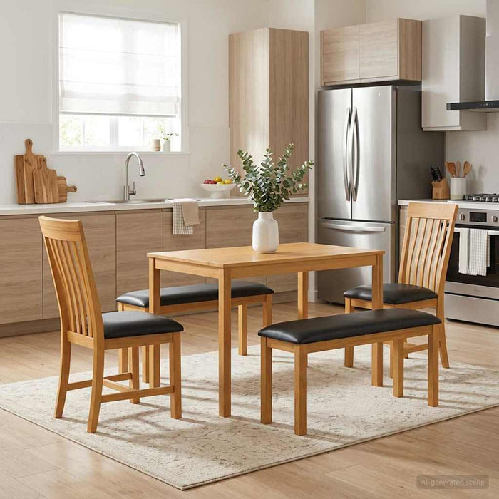 Set de dining 5 buc. Negru Lemn de stejar masiv WALTI