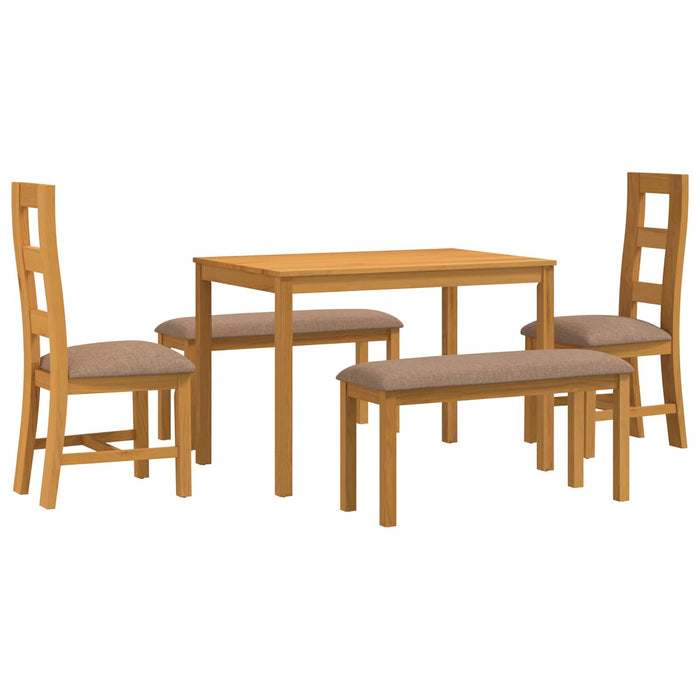 Set de dining 5 buc. Gri Lemn de stejar masiv WALTI