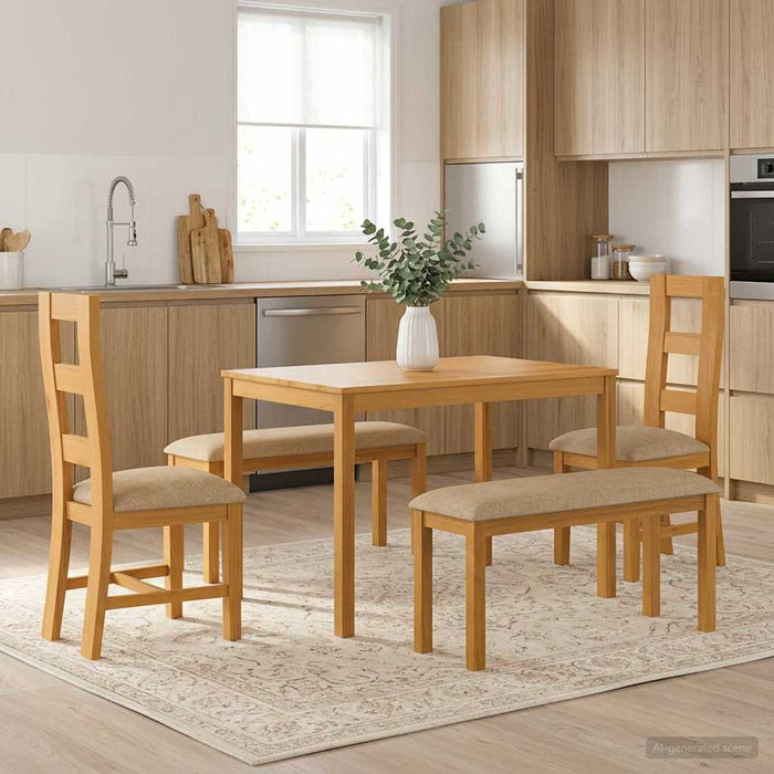 Set de dining 5 buc. Bej Lemn de stejar masiv WALTI