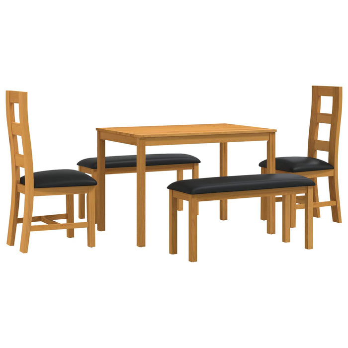 Set de dining 5 buc. Negru Lemn de stejar masiv WALTI