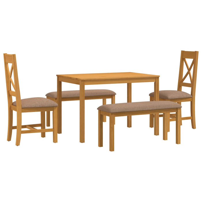 Set de dining 5 buc. Gri Lemn de stejar masiv WALTI