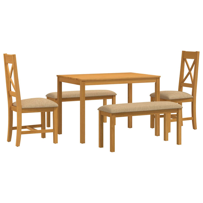 Set de dining 5 buc. Bej Lemn de stejar masiv WALTI
