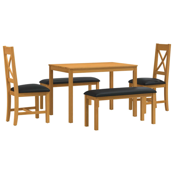 Set de dining 5 buc. Negru Lemn de stejar masiv WALTI