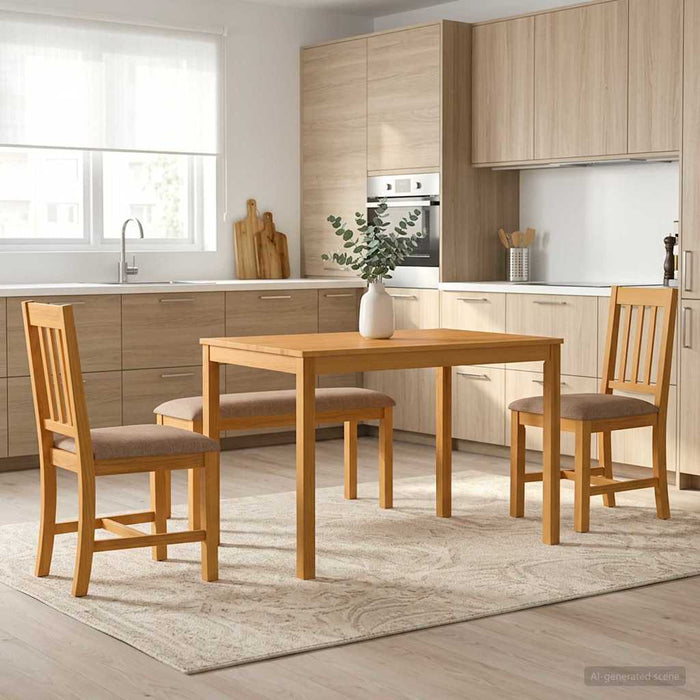Set de dining 4 buc. Gri Lemn de stejar masiv WALTI