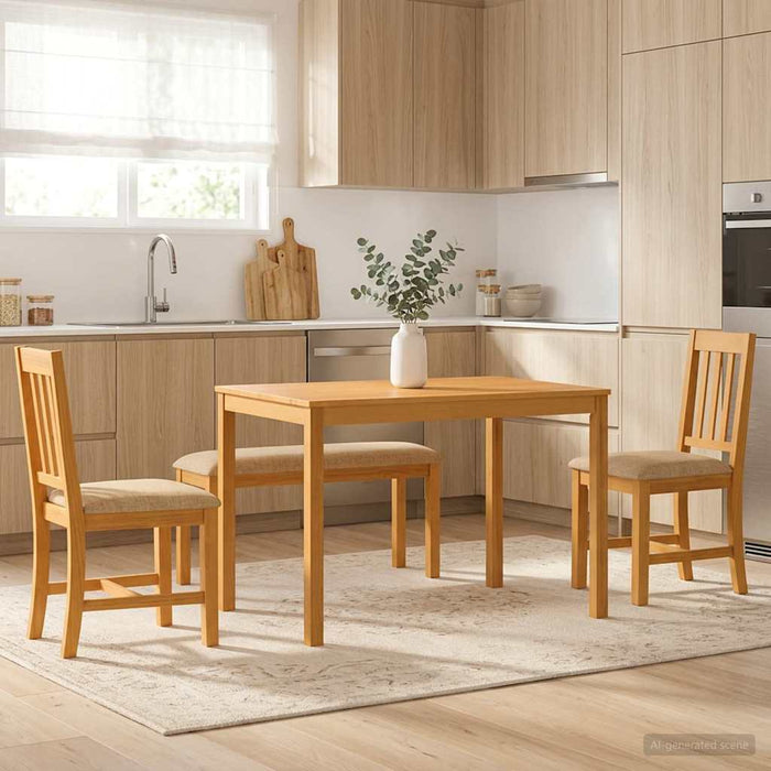 Set de dining 4 buc. Bej Lemn de stejar masiv WALTI
