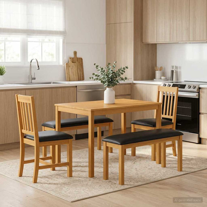 Set de dining 4 buc. Negru Lemn de stejar masiv WALTI
