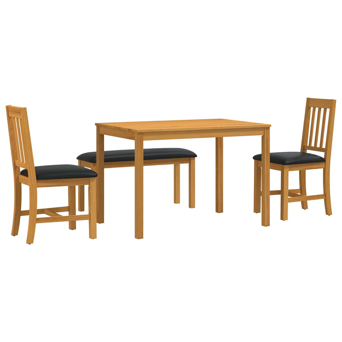 Set de dining 4 buc. Negru Lemn de stejar masiv WALTI