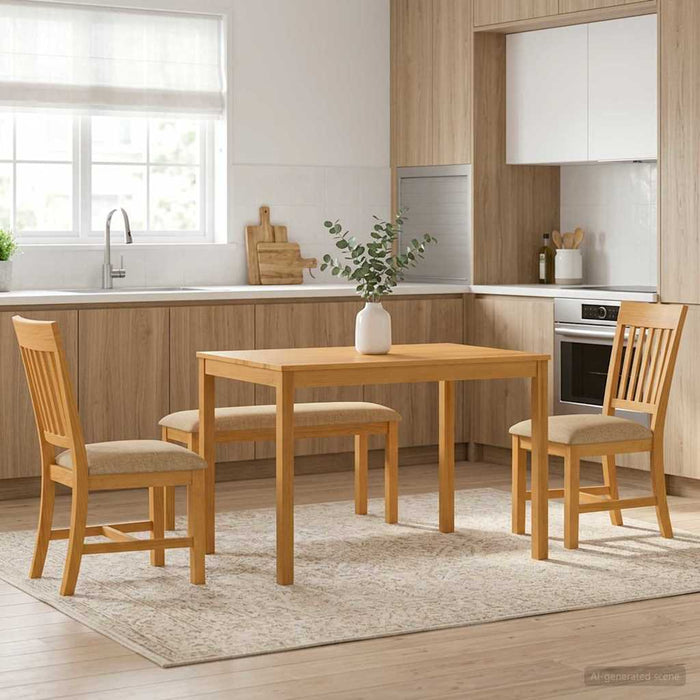 Set de dining 4 buc. Bej Lemn de stejar masiv WALTI