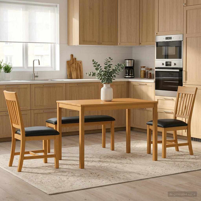 Set de dining 4 buc. Negru Lemn de stejar masiv WALTI