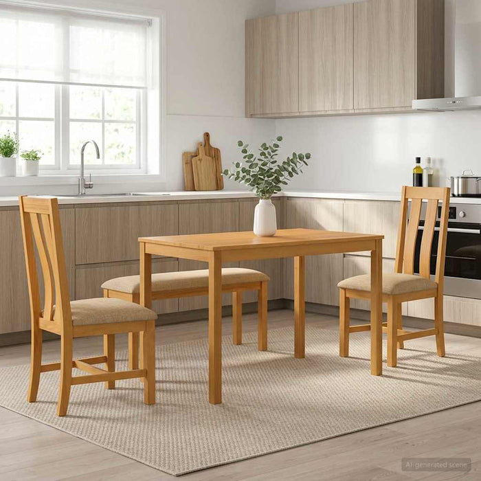 Set de dining 4 buc. Bej Lemn de stejar masiv WALTI