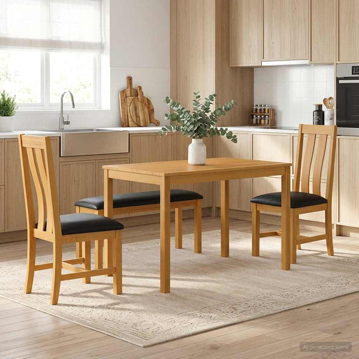 Set de dining 4 buc. Negru Lemn de stejar masiv WALTI