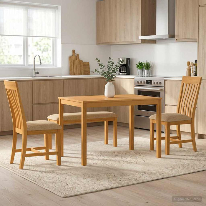Set de dining 4 buc. Bej Lemn de stejar masiv WALTI