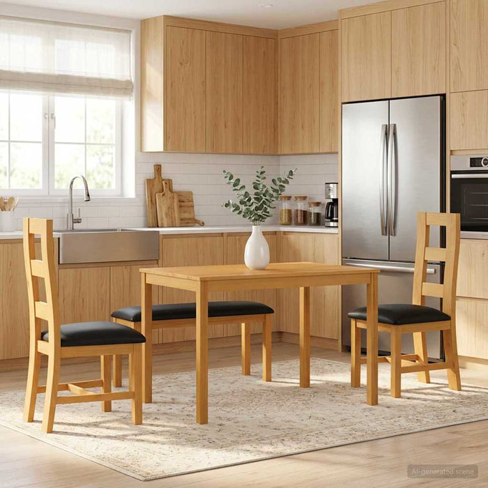 Set de dining 4 buc. Negru Lemn de stejar masiv WALTI