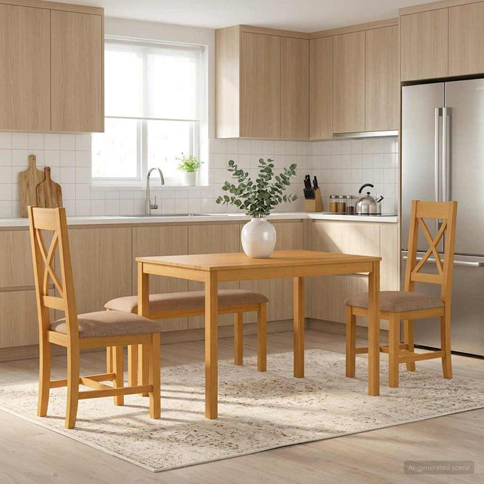 Set de dining 4 buc. Gri Lemn de stejar masiv WALTI