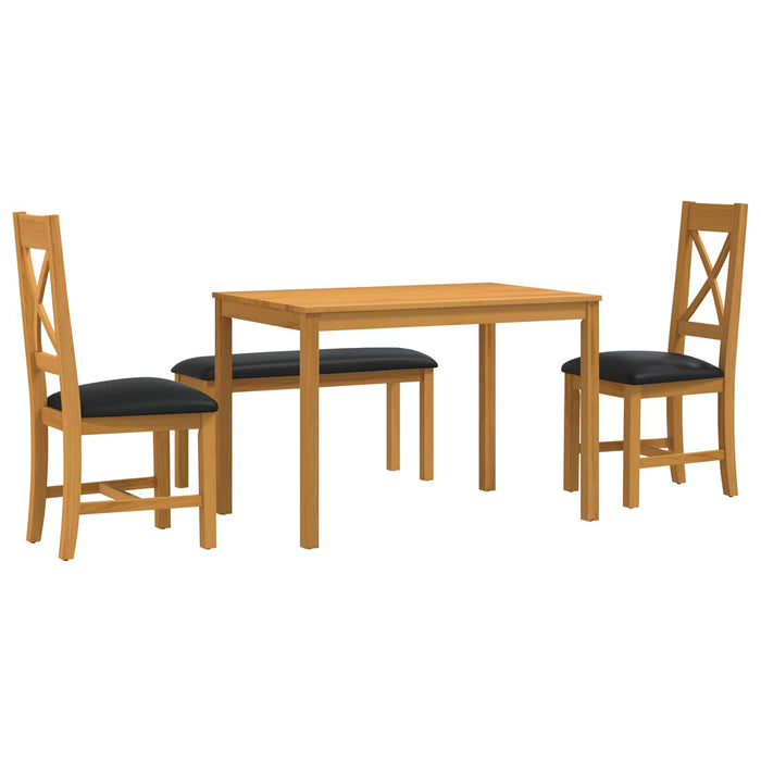 Set de dining 4 buc. Negru Lemn de stejar masiv WALTI
